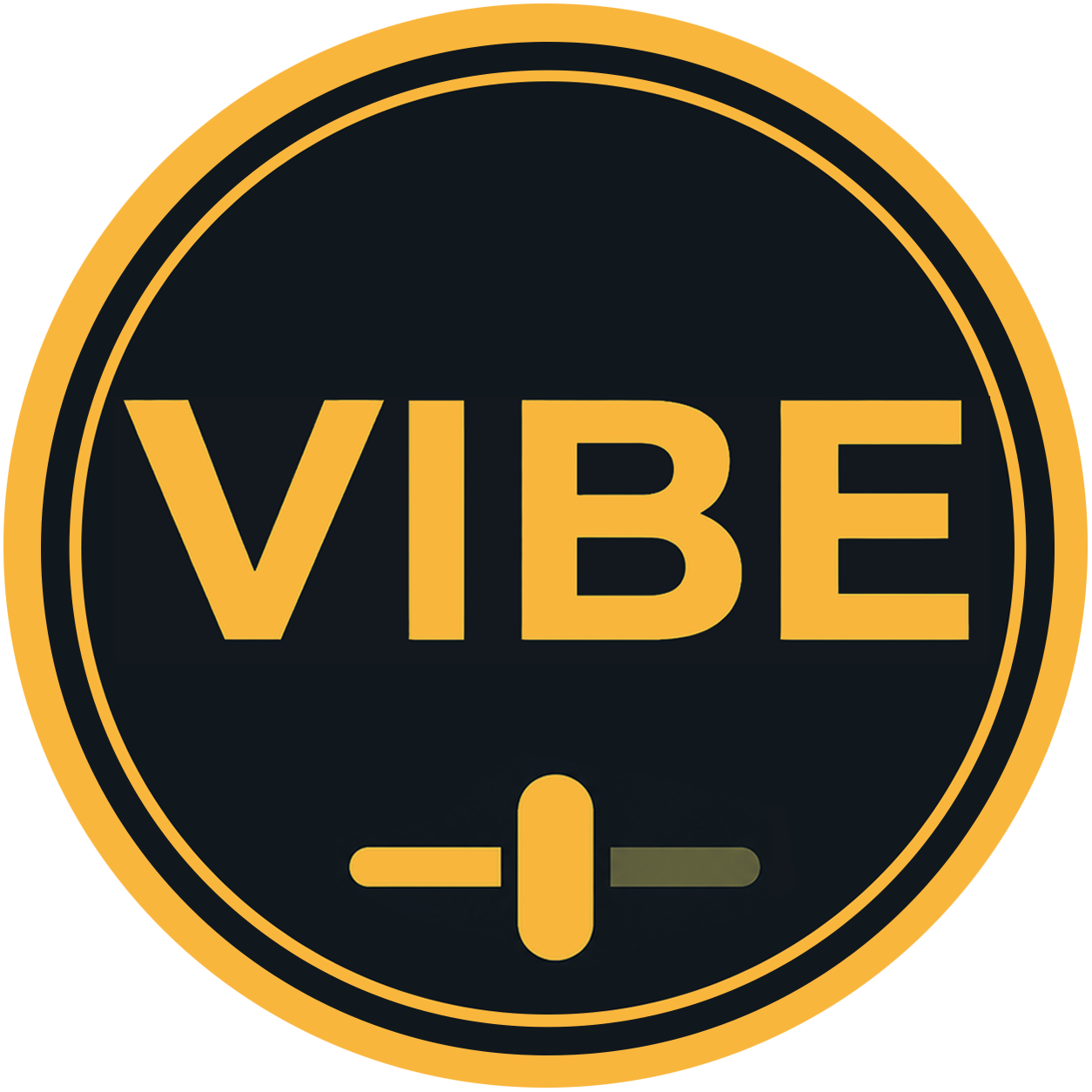 Vibe Vault FM round logo, transparent background